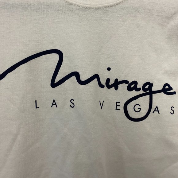 Mirage Las Vegas T-Shirt Men Size Small S White Print Sin City Vegas Baby! - Picture 3 of 6